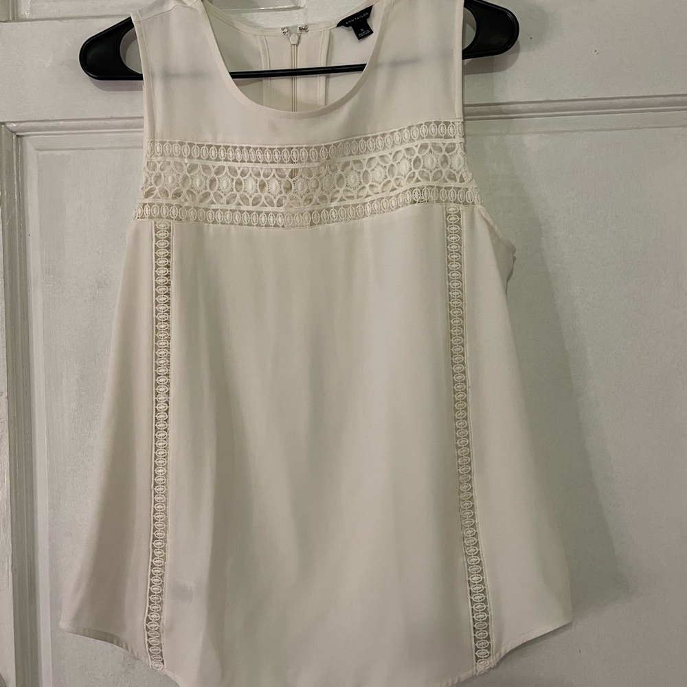 Ann Taylor Cream Lace Detail Blouse